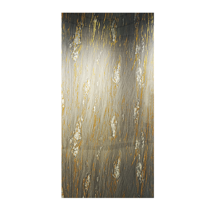 Sleek Artistic Metallic Gold-Grey UV Coated Panel