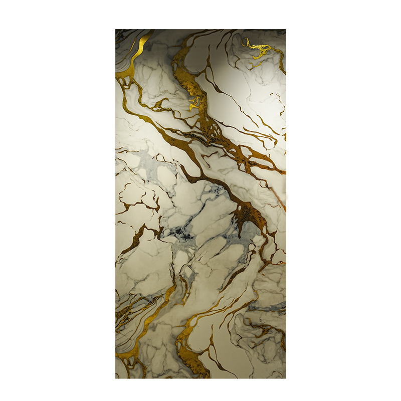 Luxurious Golden-Veined UV Marble Panel for Elegant Interiors​