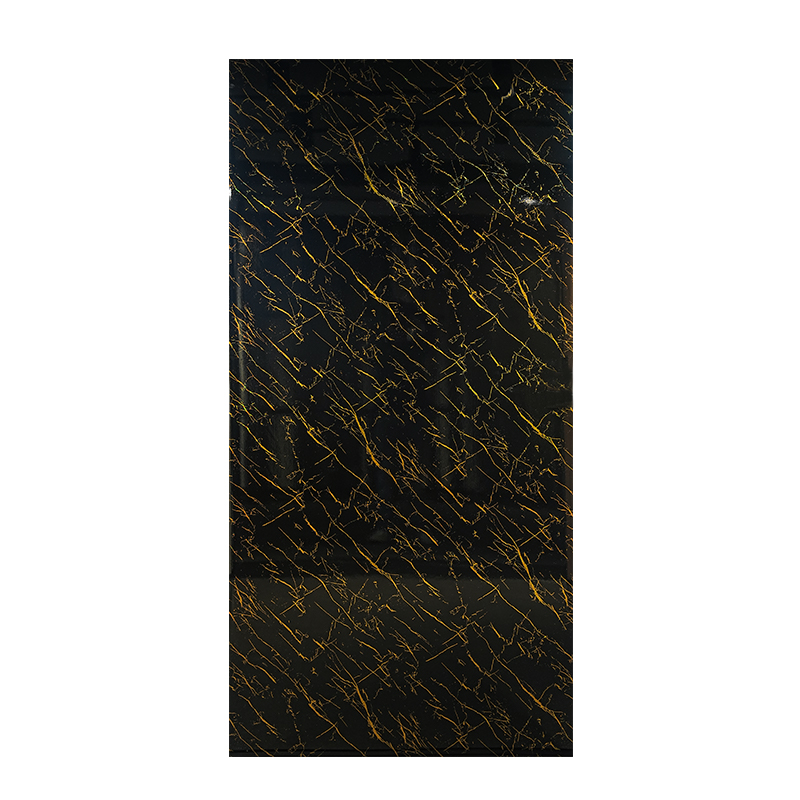 Elegant High-Gloss Black Gold Marble UV Coated Architectural Panel