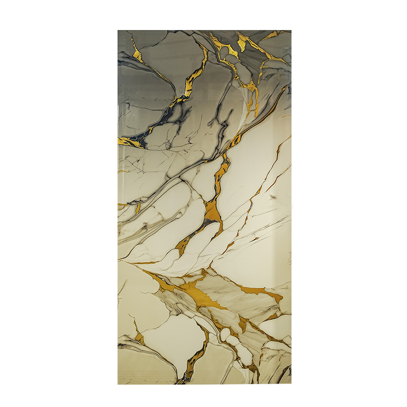 Luxurious Golden-Veined Marble UV Coated Panel for Modern Interior Accents