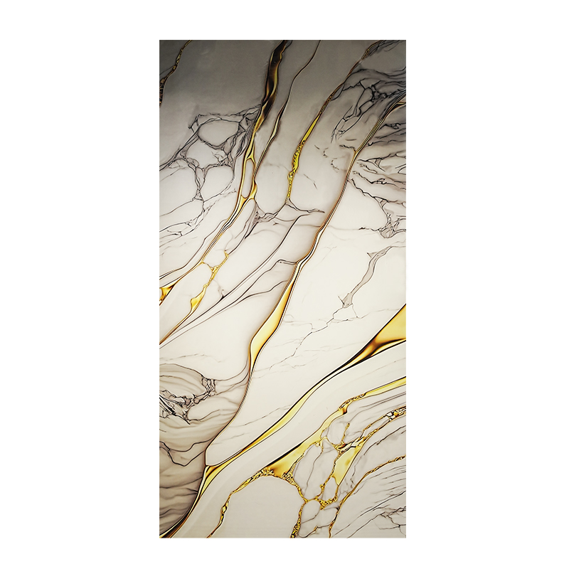 Sleek UV Coated Golden-Streaked Panel for Interiors