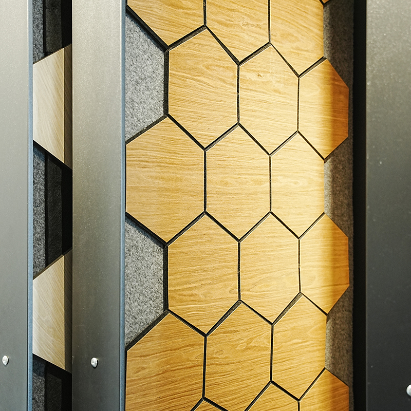 Elegant Hexagonal Wooden Acoustic Panels for Stylish Modern Interiors