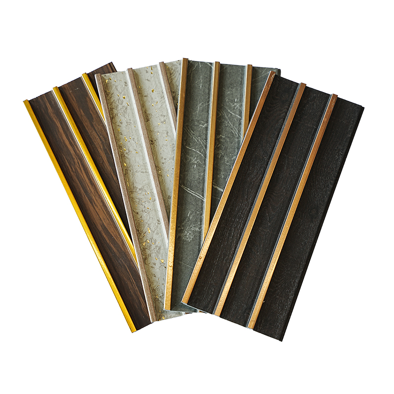 Luxurious Textured Golden Accents PS Wall Panels for Elegant Interiors