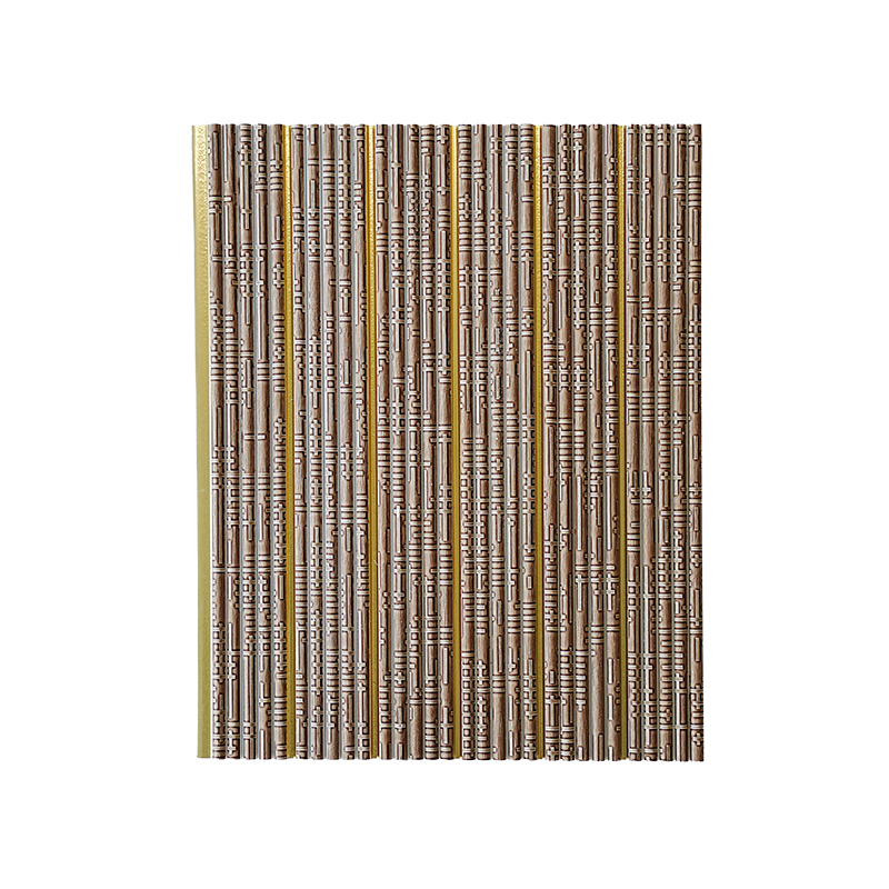 Bamboo Textured Luxurious Gold Trim PS Wall Panel
