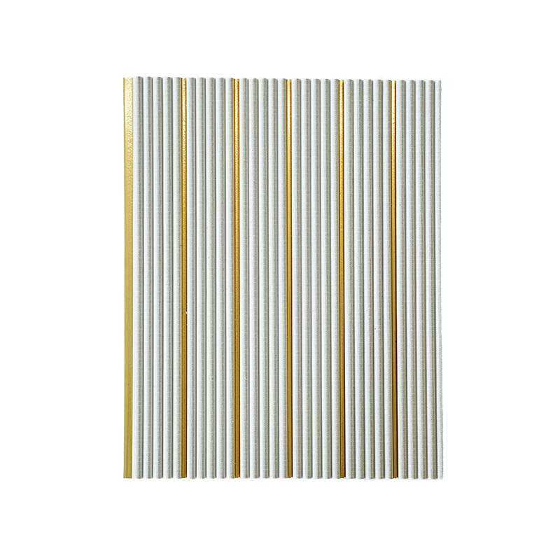 Elegant Modern White Sleek Golden Stripes PS Wall Panel