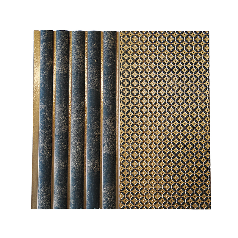 Luxurious Textured Gold Geometric PS Wall Panel for Elegant Interiors