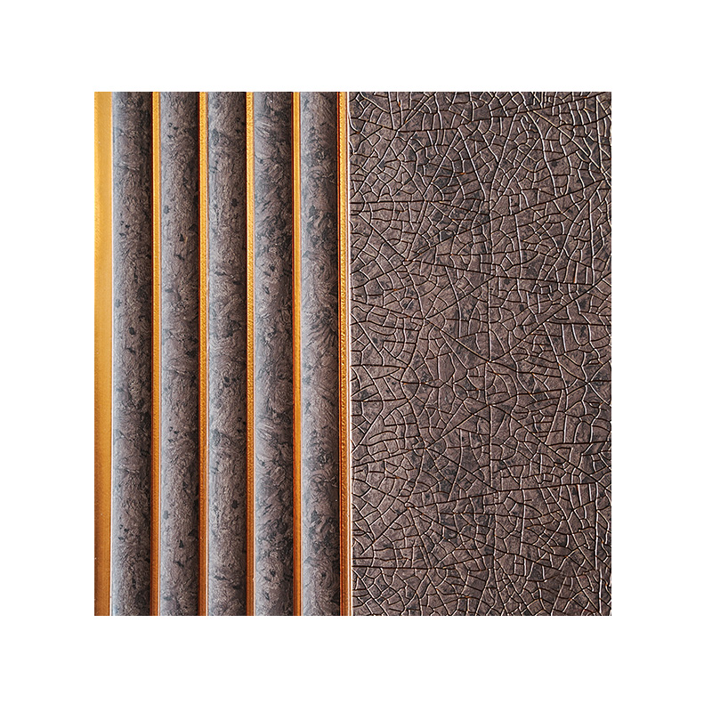 Elegant Luxurious Crackle Texture Golden-Trimmed PS Wall Panel