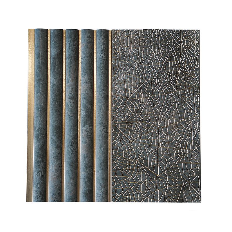 Sleek Grey & Gold Cracked PS Wall Panel for Stylish Interiors